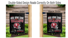 Load image into Gallery viewer, indiana football rose bowl champions 2026 logo reading correctly on both sides of black double sided garden flag
