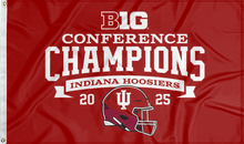 Load image into Gallery viewer, indiana football flag with BIG TEN Conference Champions 2025 logo for man cave decor
