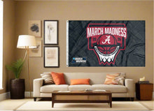 Load image into Gallery viewer, indoor display of alabama basketball march madness 2026 flag for man cave decor
