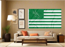 Load image into Gallery viewer, indoor display of american flag style university of north texas flag for man cave decor
