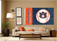 Load image into Gallery viewer, indoor display of auburn baseball flag for man cave decor
