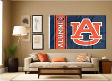 Load image into Gallery viewer, indoor display of blue auburn alumni flag for man cave decor
