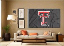 Load image into Gallery viewer, indoor display of black texas tech university flag for man cave decor
