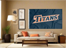 Load image into Gallery viewer, indoor display of blue california state fullerton flag for man cave decor
