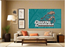 Load image into Gallery viewer, indoor display of coastal carolina chanticleers flag for man cave decor

