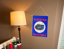Load image into Gallery viewer, florida volleyball garden flag hung indoors as part of college dorm decor
