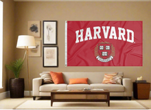 Load image into Gallery viewer, indoor display of red harvard university flag for man cave decor
