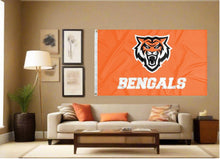 Load image into Gallery viewer, indoor display of idaho state bengals flag for man cave decor

