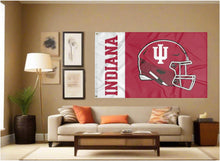 Load image into Gallery viewer, indoor display of indiana hoosiers football flag as part of fan cave decor
