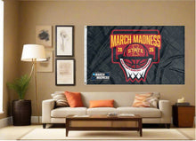 Load image into Gallery viewer, indoor display of iowa state basketball march madness 2026 flag for man cave decor
