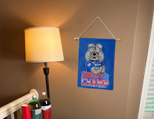 Load image into Gallery viewer, louisiana tech krewe of champ garden flag hung inside for college dorm decor
