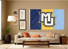 Load image into Gallery viewer, indoor display of marquette university flag with mu logo for man cave decor
