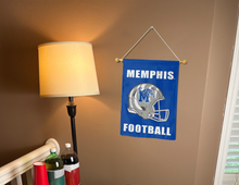 Load image into Gallery viewer, memphis football garden flag hung on a banner pole for college dorm decor
