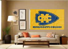 Load image into Gallery viewer, indoor display of mississippi college flag for man cave decor
