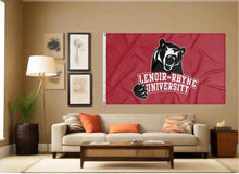 Load image into Gallery viewer, indoor display of red lenoir rhyne university 3x5 flag for man cave decor
