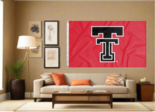 Load image into Gallery viewer, indoor display of red texas tech university red raiders flag for man cave decor
