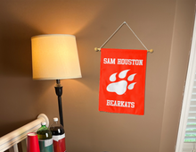 Load image into Gallery viewer, sam houston state bearkats garden flag hung inside well lit college dorm
