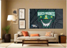 Load image into Gallery viewer, indoor display of siena basketball march madness 2026 flag for man cave decor
