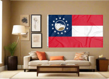 Load image into Gallery viewer, indoor display of state of georgia flag style georgia southern eagles flag for man cave decor

