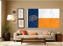 Load image into Gallery viewer, indoor display of state of texas style utep miners flag for man cave decor
