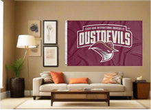 Load image into Gallery viewer, indoor display of texas a&amp;m international university dustdevils flag for fan cave decor
