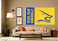 Load image into Gallery viewer, indoor display of texas a&amp;m kingsville flag for man cave decor
