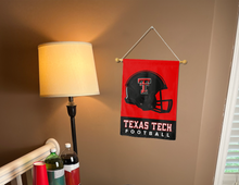 Load image into Gallery viewer, indoor display of texas tech red raiders football double sided garden flag for man cave decor
