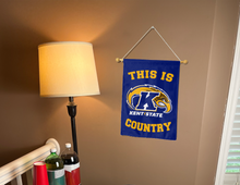 Load image into Gallery viewer, this is kent state country garden flag hung inside for college dorm decor
