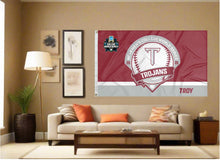 Load image into Gallery viewer, indoor display of troy college world series 2026 flag for man cave decor
