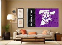 Load image into Gallery viewer, indoor display of truman state bulldogs flag for man cave decor
