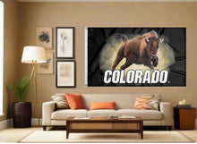Load image into Gallery viewer, indoor display of university of colorado flag with realistic buffalo logo for man cave decor

