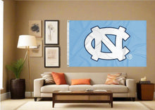 Load image into Gallery viewer, indoor display of university of north carolina flag for man cave decor
