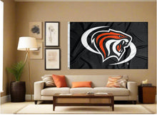 Load image into Gallery viewer, indoor display of black university of the pacific tigers flag for man cave decor

