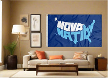 Load image into Gallery viewer, indoor display of villanova university nova nation flag for man cave decor
