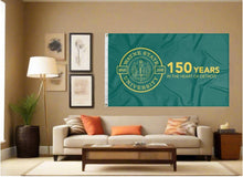 Load image into Gallery viewer, indoor display of wayne state university flag with 150 years in the heart of detroit logo for man cave decor
