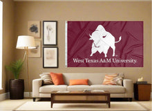 Load image into Gallery viewer, indoor display of west texas a&amp;m university buffs 3x5 flag for man cave decor

