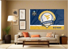 Load image into Gallery viewer, indoor display of west virginia college world series 2026 flag for man cave decor
