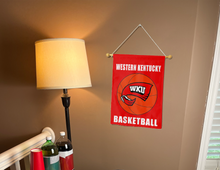 Load image into Gallery viewer, western kentucky basketball garden flag hung inside for college dorm decor

