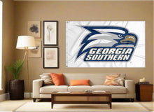 Load image into Gallery viewer, indoor display of white georgia southern eagles flag for man cave decor
