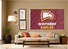 Load image into Gallery viewer, indoor display of red winthrop university flag for man cave decor
