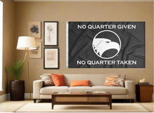 Load image into Gallery viewer, indoor display of georgia southern eagles flag with no quarter given no quarter taken for man cave decor
