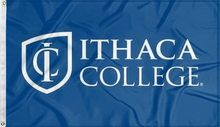 Load image into Gallery viewer, blue ithaca college 3x5 flag for college dorm decor
