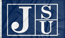 Load image into Gallery viewer, blue jackson state university flag with jsu logo for college dorm decor
