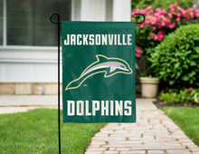 Load image into Gallery viewer, green jacksonville university dolphins double sided garden flag for yard decor
