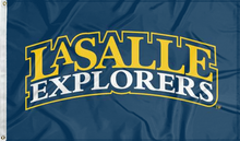 Load image into Gallery viewer, blue la salle explorers flag for college dorm decor
