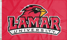 Load image into Gallery viewer, red lamar university flag for college dorm decor
