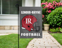 Load image into Gallery viewer, grey lenoir rhyne football garden flag hung outside for yard decor

