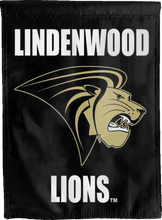 Load image into Gallery viewer, black lindenwood lions double sided house flag for man cave decor
