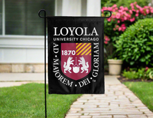 Load image into Gallery viewer, loyola university chicago double sided garden flag with university seal  logo for yard decor
