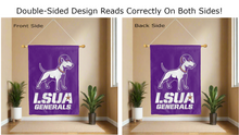 Load image into Gallery viewer, lsua mascot generals logo reading correctly on both sides of house flag
